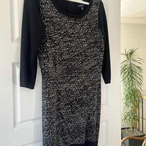 Le Chateau Black and White Patterned Knit dress